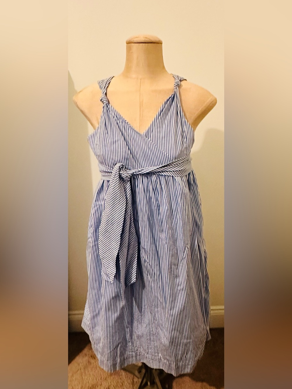 Ralph Lauren Girls Blue and White Striped Shirt Dress